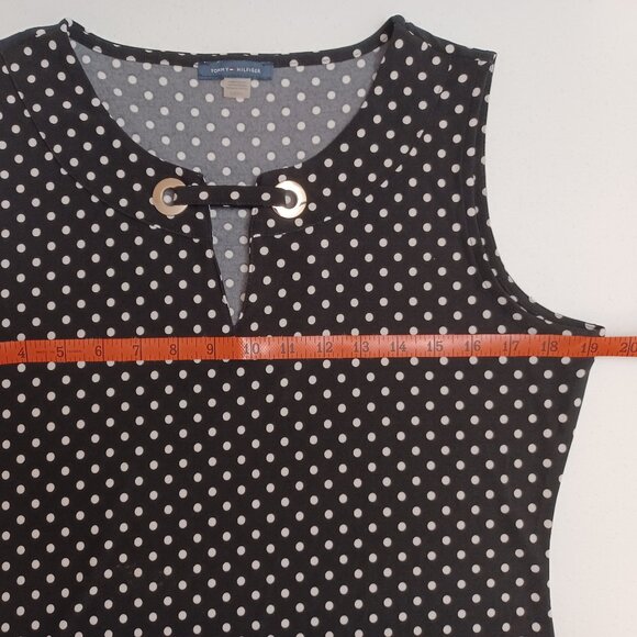 Women's Tommy Hilfiger Black & White Poka Dot Sleeveless Blouse Size Medium - Picture 8 of 9